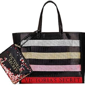 brand new Victoria's secret tote bag purse with sequin design. in original packa